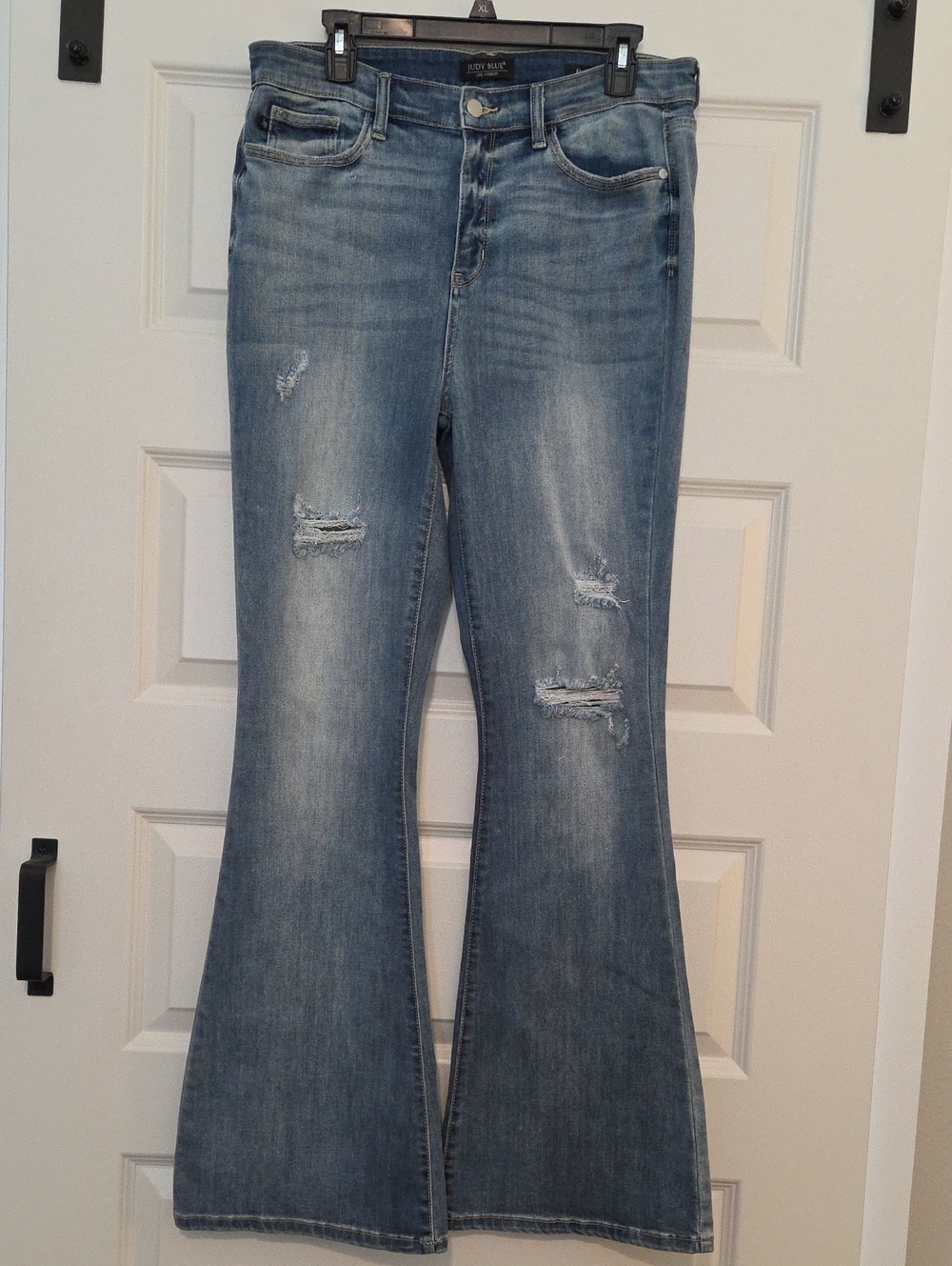 Judy Blue Mid Wash Distressed Flare Blue Jeans